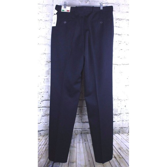 Bendetti Solid Navy Wool Pants Trousers Milano 34 X 35.75 Raw Hem Vtg Skomer's - Picture 4 of 8